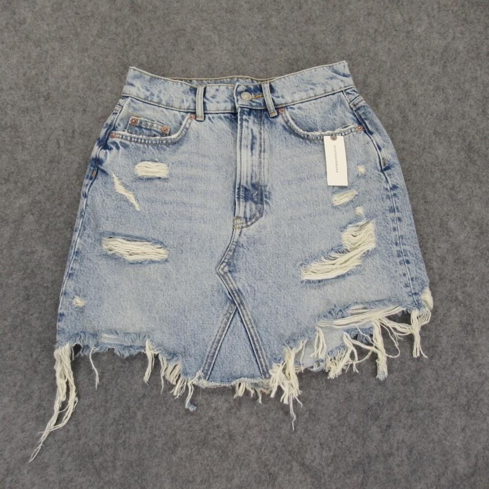 Pilcro Womens Distressed Cut-Off Denim Skirt Size 2 (Measures 26x16)